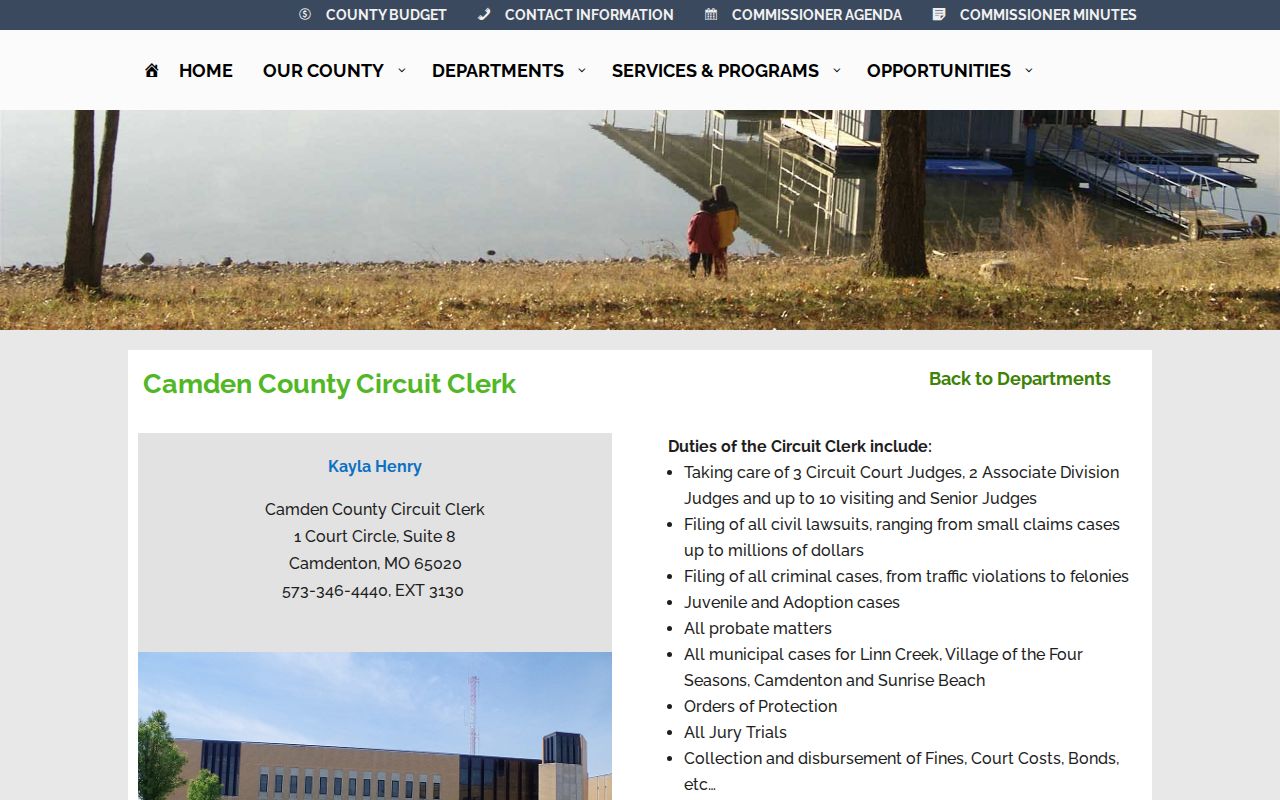 Camden County warrant records Circuit Clerk page