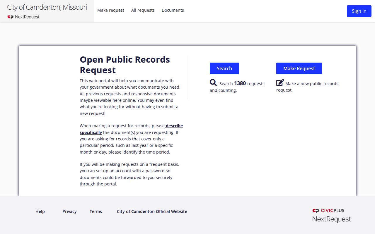 Camden County bench warrant Camdenton records request portal